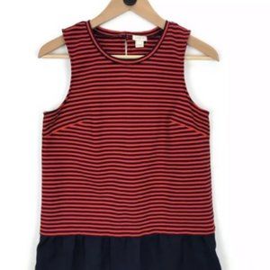J.Crew red & navy striped peplum Top - NWT
